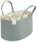 Natemia Rope Diaper Caddy Organizer│Large Portable Nursery Storage Bin and Car Travel Organizer│Tote Bag with Dividers for Diapers & Wipes