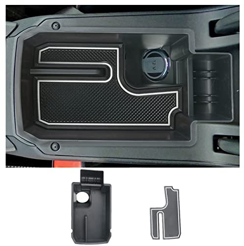 CDEFG Compatible con Seat Leon mk4 Cupra Formentor Leon 2020-2024 2025 Caja de almacenamiento Consola Central Apoyabrazos Caja del coche Interior Con Tapete Antideslizante Accesorios (Blanco)