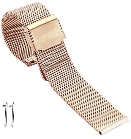 HUAHAP Milanese Mesh Watch Strap, 12-22mm Replacement Stainless Steel Metal Mesh Strap, Quick Release Watch Strap, Smart Watch Bracelets for Men and Women (Color : Rose gold, Size : 12mm)