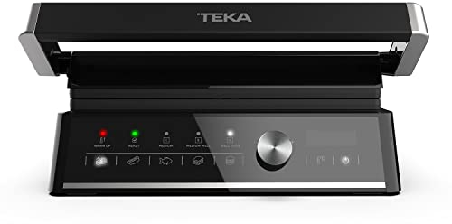 Teka EliteGrill - Grill Eléctrico Multifunción, Panel de Mandos Touch Control Digital, 5 Programas Automáticos, Apertura 180º , Bandeja Recoge Grasas, Planchas Desmontables de Fácil Limpieza