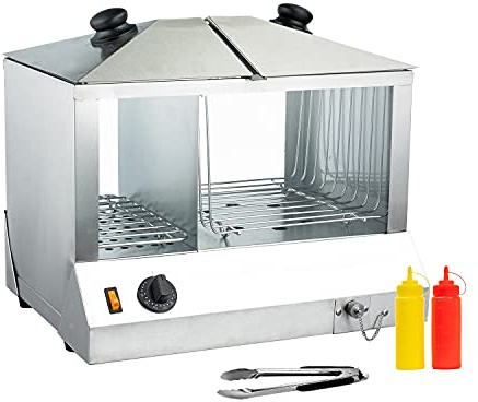 Commercial Hot Dog Machine With Bun Steamer Hotdogs Food Display Warmer Electric Portable (100 hotdogs,48 buns)