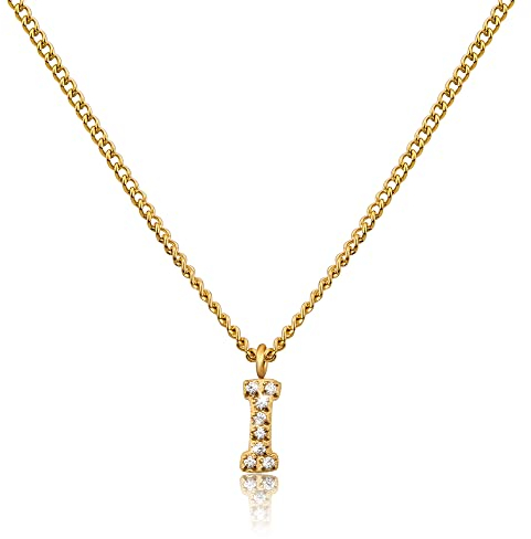 GD GOOD.designs Kette Buchstabe I Gold für Damen I 18K vergoldete Halskette mit Zirkonia Initialien I Goldene 316L Edelstahl Buchstabenkette (Buchstabe I) - Valentinstag-Geschenk für Sie und Ihn