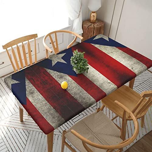 Puerto Rico Tischdecke, elastische Einfassung, abwischbare Tischdecke für Outdoor, Terrasse, Küche und Esszimmer