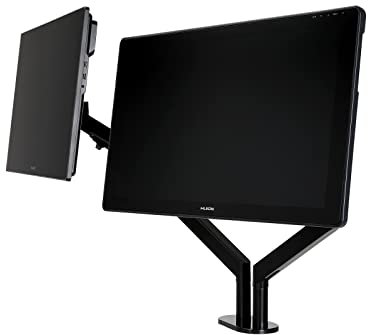 HUION ST420 supporto per doppio monitor, supporto da tavolo con supporto VESA regolabile, compatibile con monitor fino a 32”, orientabile in più angolazioni