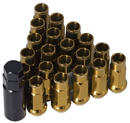 KIMISS Radmuttern, Universal 20 Stück M12x1,25 Metall Radmuttern Universal Autozubehör(Gold)