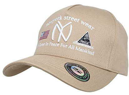 MarkMark Baumwolle New York Amerikanische Flagge Stickerei Hut Trucker Baseball Kappe TR11419, beige, 58