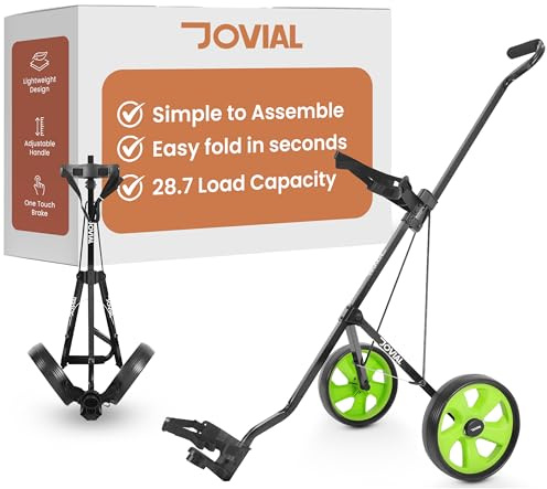 JOVIAL 2 Wheel Golf Push Pull Cart - Lightweight, Foldable, Collapsible, Caddy Accessories, Golf Bag Storage with Deluxe Scorecard Holder, Adjustable Handle, Aluminium Frame, Compact Design for Travel