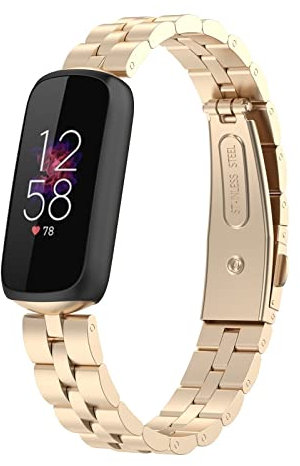 Armbänder Kompatibel mit Fitbit Luxe Armband Edelstahl Ersatzarmband Metall Uhrenarmband Business Bands für Fitbit Luxe Smart Watch (Gold)