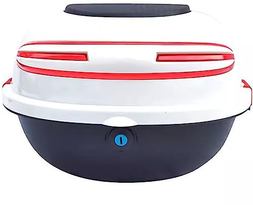 AVIITI Motorrad Top Box Mit Rückenlehne Scooter Kofferraum Gepäck Wasserdichter Kunststoff-Motorradkoffer,Weiß,33x39x25cm