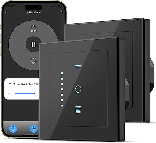 CURRYSMARTER - Interruptor de persiana wifi, 6.ª generación, con led controlable, temporizador inteligente, requiere conductor neutro, compatible con Echo Alexa/Google, 2 unidades, color negro