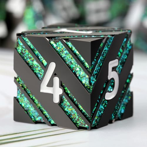 DNDND Metallic Glitter Stripes Dice mit Geschenk-Metallbox für Dungeons and Dragons (Grün)