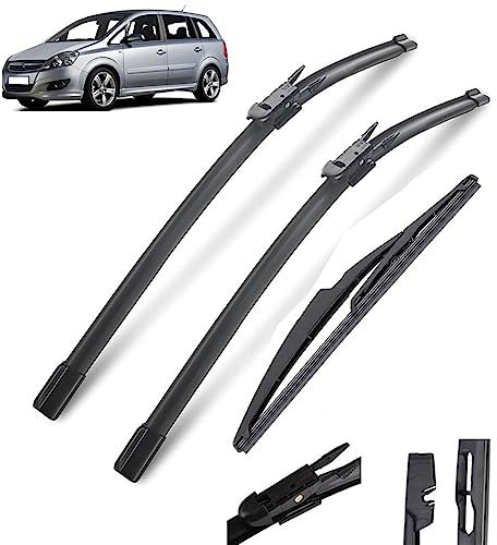 Escobillas limpiaparabrisas delanteras y traseras compatible con Vauxhall Opel Zafira B 2005-2011, cepillos for ventana de parabrisas de 28+22+14