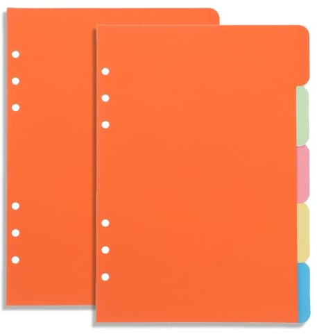 10 Pièces Feuille de Papier pour Séparateurs A5, Intercalaires Classeur A5, Intercalaire Classeur Fiches avec 6 Trous, Intercalaires Multicolore, Pour Classeur à Anneaux, Planificateur, Cahier