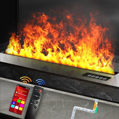 SUNLITUP Water Vapor Fireplace,Multicolor 3D Realistic Flame,Recessed,31.6