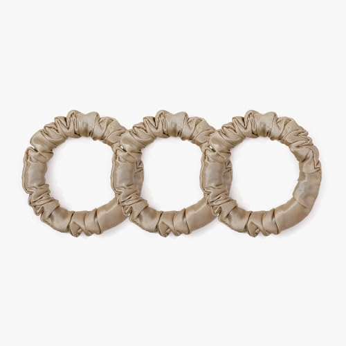 LILYSILK 100% Seide Haargummi Haare Ringe Damen Pferdeschwanz Halter Hairband Haarband aus Seide Verpackung MEHRWEG (Dünn Kaffee*3)
