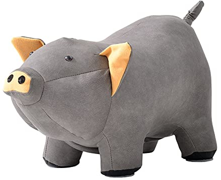 GArcan Tier-Fußhocker, Sofa-Hocker auf Schwein-Fußhocker, Tier-Schuhwechselhocker, Sofa-Fußstütze, Wohnzimmer-Aufbewahrungshocker, Fußhocker mit Stauraum/Grau