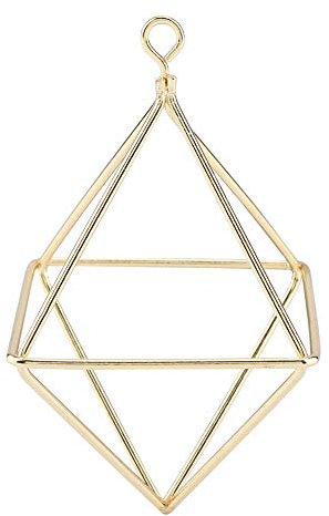 ZHDOKA Soporte Geométrico para Colgar Plantas de Aire, Colgador de Metal único para Plantas de Aire, Macetero Himmeli Tillandsia para Decoración de Pared de Interior, Hogar, Sala de Estar(Oro)