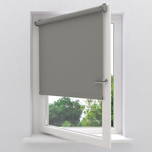 Radeco® Verdunklungsrollo ohne Bohren klemmfix 80 x 150 cm (BxH) grau, Fenster rollos für innen, Rollo ohne Bohren, klemmrollo, fensterrollo, verdunkelungsrollo, rollos für Fenster ohne Bohren