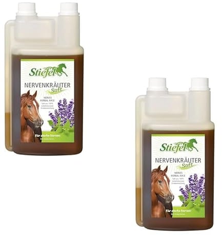 Stiefel Succo di erbe nervose | Confezione doppia | 2 x 1 l | Mangime complementare liquido per cavalli | Supporto per cavalli nervosi e stressati | Senza coloranti