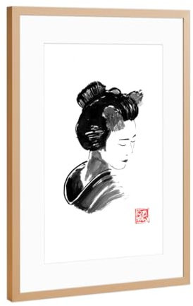 artboxONE Poster mit Rahmen Kupfer 60x40 cm Geisha-Maske von pchane - gerahmtes Poster