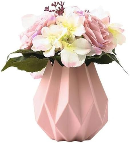 Rivet Moderne abgewinkelte Steingut-Vase, Dekoration, weiße Keramikvase, moderne Heimdekoration, Porzellanvase, Blumenvase, Origami-Design