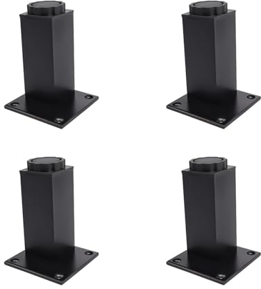 GHFTCCF 4 Pièces Pieds de Meubles, 100 mm Pied de Meuble Reglable, Pied Meuble Noir en Métal avec Vis, Hauteur Réglable 0-15 mm, Solide et Durable, pour Canapés, Tables Meubles TV 0XBIT