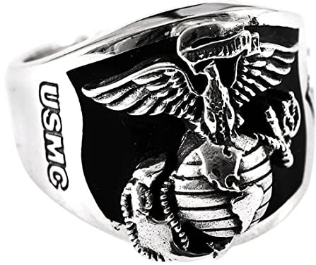 VOYADE Herren Sterling Silber US Army Eagle Badge Ring, S925 Silber Vintage US Marine Corps Domineering Eagle Ring,Silber,9