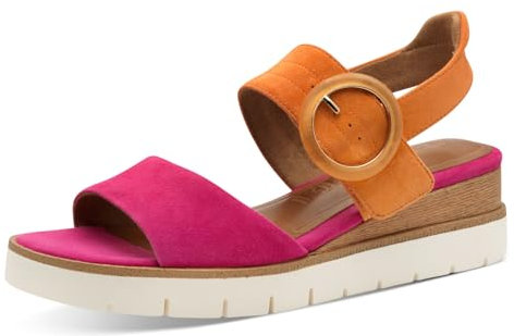 Tamaris Femme Damen 1-28206-42 Sandale cale, Fuchsia/Orange, 38 EU