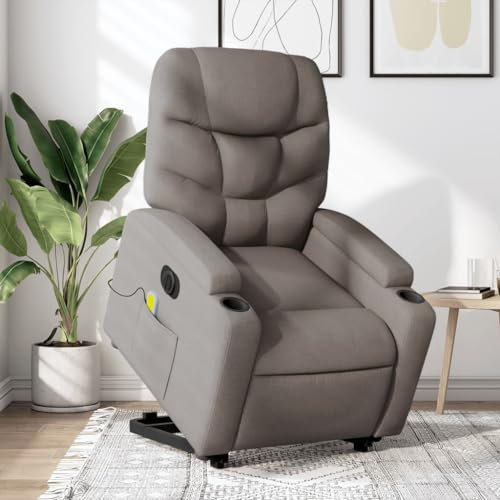 DYRJDJWIDHW Chaise scandinave,Chaise Gaming,Table Basse,Fauteuil inclinable de Massage électrique Taupe TissuIdéal pour Les Restaurants, Les terrasses, Les fêtes