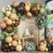 HILAVO Ballon Girlande Grün Braun Luftballon Girlande Beige Braune Sage Grün Avocado Dschungel Kaffee Gold Party Helium Ballons mit Tiere Ballon für Geburtstag Hochzeit Safari Waldtiere Babyparty Deko