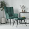 Myheimly Relaxsessel mit Hocker Sessel Polsterstuhl Stuhl Relaxstuhl Polstersessel Armsessel Ohrensessel Wohnzimmer Dunkelgrün Samt