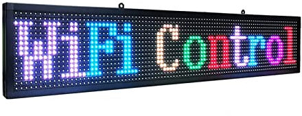 DMETE Panel LED Señal LED P10 a Todo Color, Pantalla LED programable de información rodante, Tablero de visualización de Mensajes Digitales por Wireles (1000X200mm) para Coche, Bar, Hotel, camión
