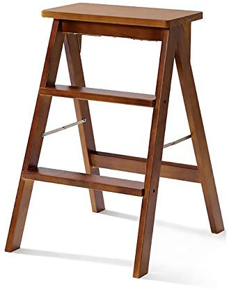 Taburete plegable de madera para adultos, escalera portátil de madera maciza con asiento de banco multifuncional, pequeño y práctico taburete plegable