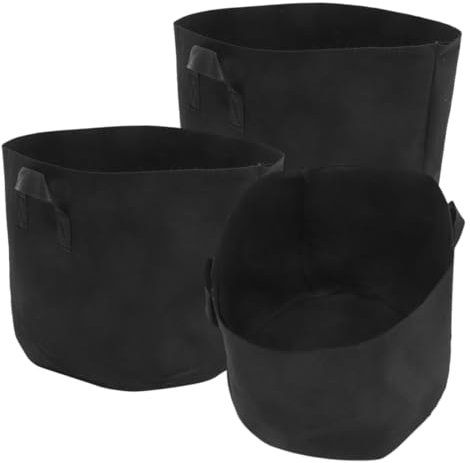 HIAKDOFT 3 Stück Tasche zum Pflanzen von Bäumen Anlage kleine Sporttasche Hochbeet im Garten Verpackung gartenpflanzen gartenvliese Zuchtbeutel Beutel für den Kartoffelanbau Black