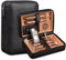 Velonx Leather Humidor Zigarren Set mit 3-in-1 Zigarrenfeuerzeug & Befeuchter, Tragbare Reise Leder Zigarrenetui für 6 Zigarren, Flach Cutter, Puncher Zubehör, Geschenk für Vatertag (Schwarz)