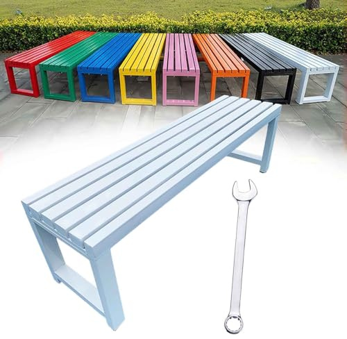Generisch Gartenbank Wetterfest Sitzbank Outdoor 2-3-Sitzer Garten Balkon Bank Metall Gartenmöbel ParkBänke Ohne Lehne 100cm 120cm 150cm 180cm(Weiß,L-180cm)