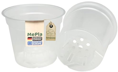 MePla - 5 Stück - Pflanztopf Orchidee ø 12 cm - transparent (ø/h: 11,5/10,7 cm, Volumen: 0,6 L) - Sorgt für Luftzirkulation und schützt zuverlässig vor Staunässe