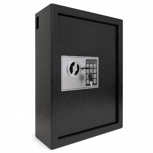 Gear4Garage 48 Key Digital Key Safe Cabinet Electronic Keypad Wall Mounted Battery Powered with Key Hooks and Labels for Offices Car Dealerships Garages and Landlords 360 x 300 x 100mm