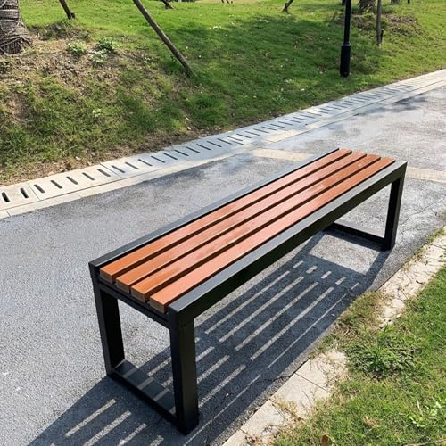 MidCentury - Panca da giardino resistente alle intemperie, in legno, con gambe in acciaio zincato, anticorrosione, capacità 300 kg, ideale per piscine, 150 x 40 x 45 cm