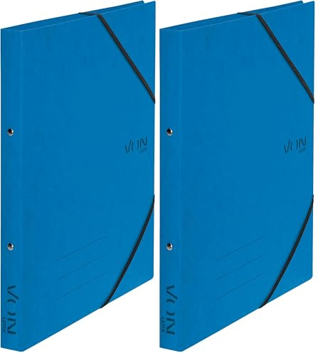 VON Leitz Ringbuch A4, Karton, Mit 2 Ringen und Gummibandverschluss, 25 mm Rückenbreite, Für 140 Blatt, Ringmechanik, Für Schule, Studium & Zuhause, 5 Stück, Blau, 30120035 (Packung mit 2)