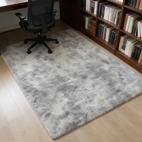CUIMEI Teppich Wohnzimmer Hochflor 100 x 320 cm, Hohe Flordichte Angenehm Weich, Pflegeleicht Polyester, Hochflor, Anti-Rutsch-Rückseite, Esszimmer Küchenteppich, Hellgrau