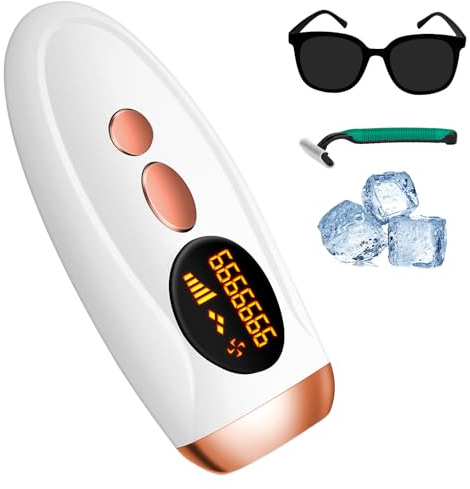 Épilateur Lumière Pulsée IPL, 500,000 Flashs, 2 Modes 5 Niveaux Énergie, Épilation Laser avec Refroidissement, Laser Epilation Definitive pour Femme & Homme, Visage, Corps, Aisselles, Maillot