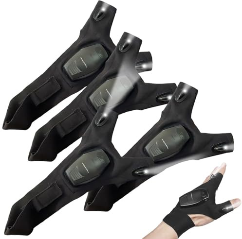 PEARL LED Handschuhe USB: 2 Paar Handschuhe mit Akku-LED-Licht, wiederaufladbar, Einheitsgröße (mit Beleuchtung, für Angler, Kfz)