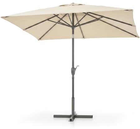 Lemag Ombrellone da Giardino Rettangolare 2x3 m con Manovella – Parasole Ecrù per Terrazzo e Esterno con Palo in Acciaio Robusto – Apertura Facile per Tavolo da Pranzo | Made in Italy