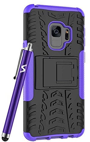 Case For Samsung Galaxy S9 Phone Case Hybrid Rugged Armor Shockproof Heavy Duty Kickstand Protective Back Cover For Galaxy S9 Mobile (Purple)
