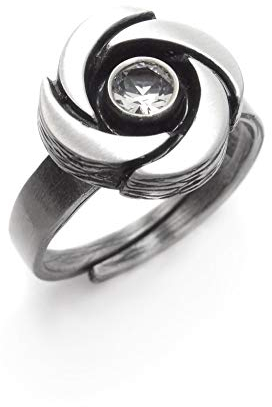 Nord-Form Damenring mit Bergkristall 925/ Silber Größenverstellbar 53-58