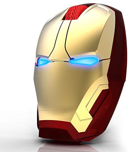 Wireless Mouse Cool Iron Man Mouse 2.4 G Portable Mobile Computer Click Silent Mouse Optical Mice with USB Receiver for Notebook PC Laptop Computer MacBook (Gold)
