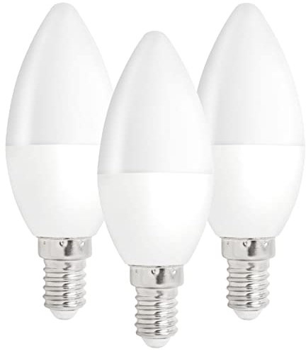 SES Small Screw E14 3 Pack Long Lasting Candle LED Lamps, 5w Equivalent - Warm White, 470 Lumens