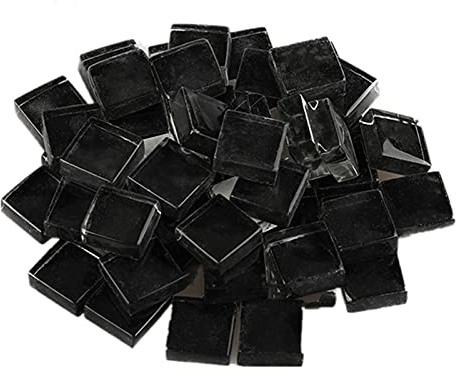 200g Carreaux de Mosaïque Tesselles en Verre,1x1cm Carré Mosaïque de Pierres Morceaux de Mosaïque en Verre pour Loisirs Créatifs, Décoration(Noir)