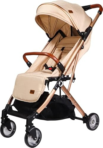 Ding Vivo Kinderwagen/Buggy, geeignet ab Geburt, leicht zu falten, mit schwenkbaren Gummireifen, Beige Rosé